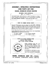 Sears, Roebuck and Co. 583.409030 Assembly, Operating Instructions And Parts List