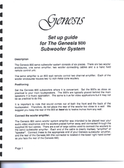 Genesis 800 Setup Manual