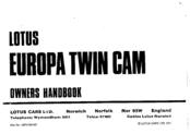 Lotus Europa Twin Cam Owner's Handbook Manual