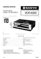 Sanyo VCR 4500 Service Manual