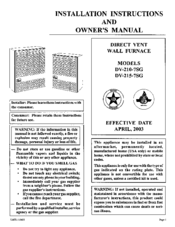 Empire Heating Systems DV-215-7SG Owner's Manual