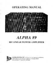 Alpha Power Alpha 89 Operating Manual