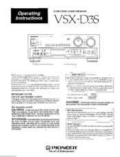 Pioneer VSX-D3S Operating Instructions Manual