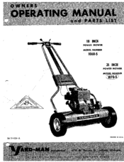 Yard-Man 1070-5 Owners Operating Manual And Parts List