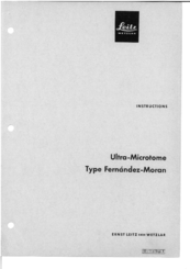 LEITZ ultra-microtome Instruction Manual