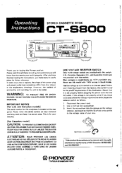 Pioneer CT-S800 Operating Instructions Manual