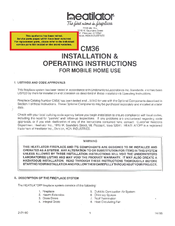 Heatilator CM36 Installation & Operating Instructions Manual