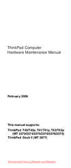 Lenovo THINKPAD T42P Hardware Maintenance Manual
