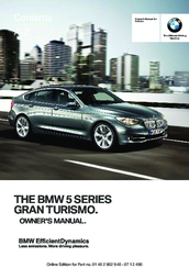 BMW 5 Series Grand Turismo 2013 Owner's Manual