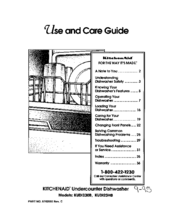 KitchenAid KUD123HB Use And Care Manual