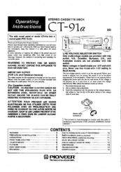 Pioneer CT-91a Operating Instructions Manual