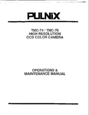 Pulnix TMC-74 Operation & Maintenance Manual