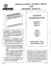 Empire RH-25-2 Installation Instructions And Owner's Manual