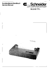 Schneider Computer Division NLQ 401 Service Manual