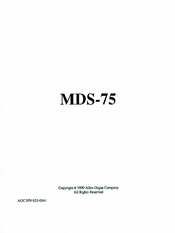 Allen Organ Company MDS-75 User Manual