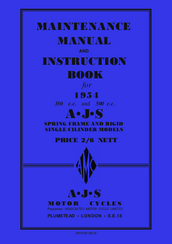 AJS 500 1954 Maintenance Manual And Instruction Book