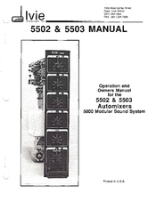 IVIE 5503 Operation And Owner's Manual