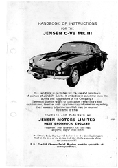 Jensen C-V8 MK.III Instruction Manual