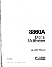 Fluke 8860A Operator's Manual