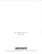 Audio Research D250MKII Owner's Manual