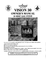 Whitfield VISION 30 Owner's Manual