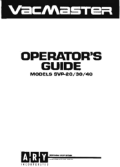 Vacmaster SVP-30 Operator's Manual