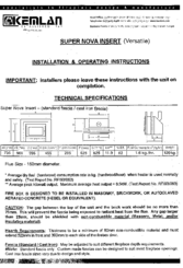 Kemlan Super Nova Installation And Operating Instructions Manual
