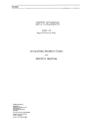 Studer DAD-16 Operating Instructions And Service Manual