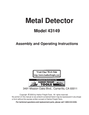 Harbor Freight Tools 43149 Assembly And Operating Instructions Manual