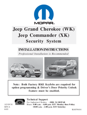 Mopar Jeep Commander (XK) Installation Instructions Manual