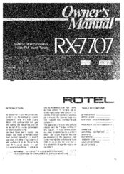 Rotel RX-7707 Owner's Manual