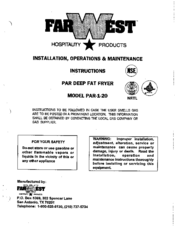 Far West PAR-1-20 Installation, Operation & Maintenance Instructions Manual