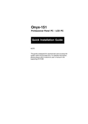 Aaeon Onyx-151 Quick Installation Manual