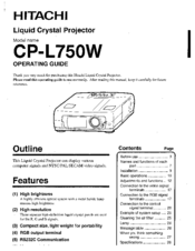 Hitachi CP-L750W Operating Manual