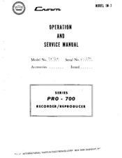 Crown Pro-700 SX724 Operation And Service Manual