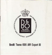 Bang & Olufsen Beolit Teena 609 AM Export Instructions For Use Manual