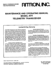 Ritron RTT Maintenance And Operating Manual