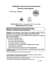 Bertazzoni B7G0..G7X5D Installation, Service And User Instructions Manual