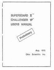 Ohio Scientific Superboard II Challenger 1P User Manual