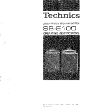 Technics SB-E100 Operating Instructions