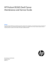 HP ProLiant DL560 Gen8 Maintenance And Service Manual