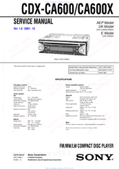 Sony CDX-CA600 Service Manual