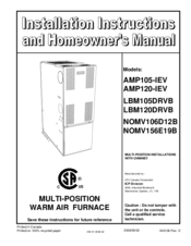 Dettson NOMV106D12B Installation Instructions And Homeowner's Manual