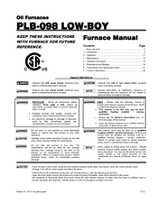 Williamson-Thermoflo PLB-098 LOW-BOY Instructions Manual
