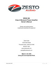Zesto Audio EROS 300 Owner's Manual