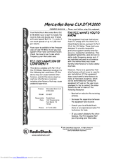 Radio Shack Mercedez-Benz CLK DTM 2000 Owner's Manual