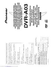 Pioneer DVR-A03 Operating Instructions Manual