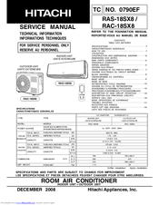 Hitachi RAC-18SX8 Service Manual