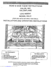 Valor VN-21 Installation And Operating Instructions Manual