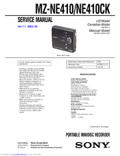 Sony WALKMAN MZ-NE410CK Service Manual